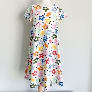 Hanna Andersson Girls A Line Dress with pockets cream w flowers-Size 10 …